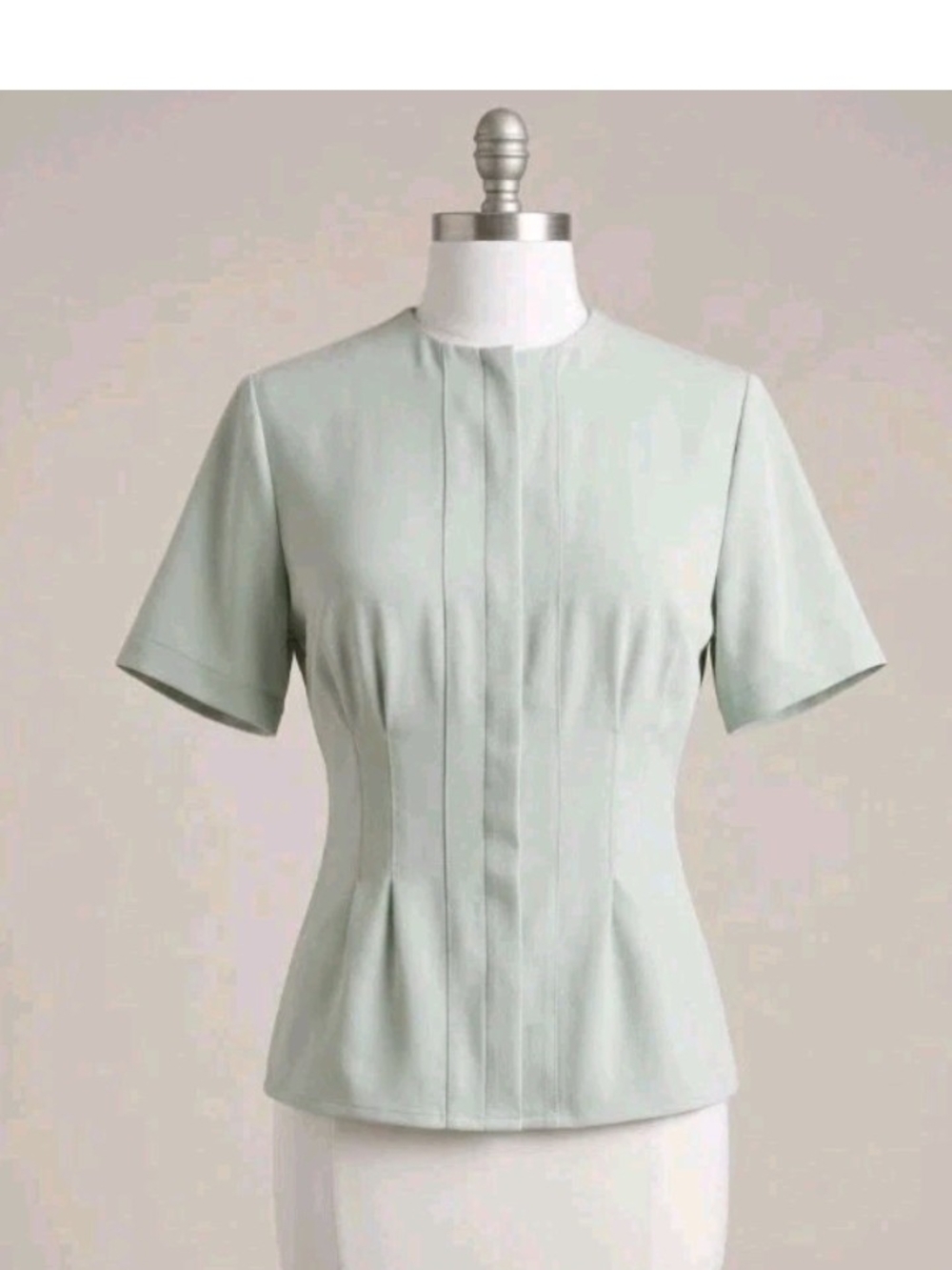 Worthington Light Blue Short-Sleeve Pleated Blouse